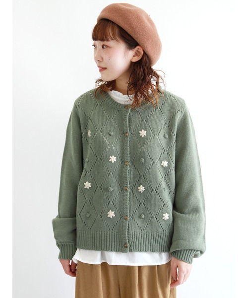 ehka sopo（エヘカソポ）の「お花刺繍カーディガン（カーディガン/ボレロ・レディース・ベージュ/グリーン/キナリ・ﾌﾘ-）」の3枚目の写真