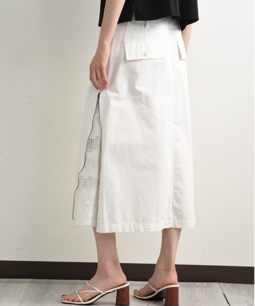 blanc basque（ブランバスク）の「【BLANC basque】モールスキン＊レーススカート（スカート・レディース・ブラック/ホワイト/カーキ・FREE）」の18枚目の写真