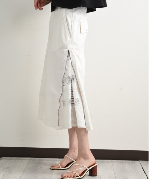 blanc basque（ブランバスク）の「【BLANC basque】モールスキン＊レーススカート（スカート・レディース・ブラック/ホワイト/カーキ・FREE）」の17枚目の写真