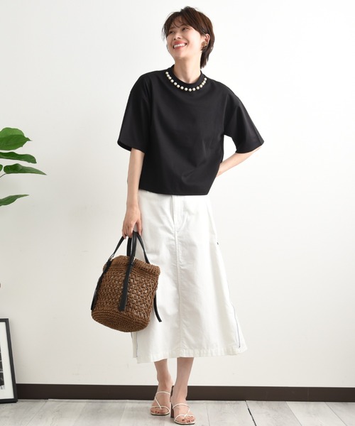 blanc basque（ブランバスク）の「【BLANC basque】モールスキン＊レーススカート（スカート・レディース・ブラック/ホワイト/カーキ・FREE）」の14枚目の写真