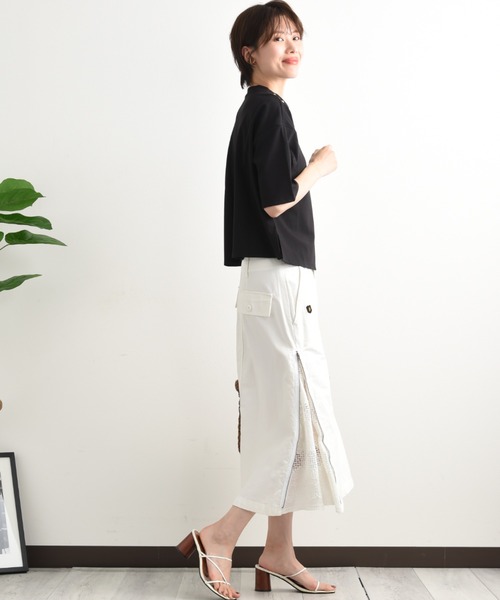 blanc basque（ブランバスク）の「【BLANC basque】モールスキン＊レーススカート（スカート・レディース・ブラック/ホワイト/カーキ・FREE）」の13枚目の写真