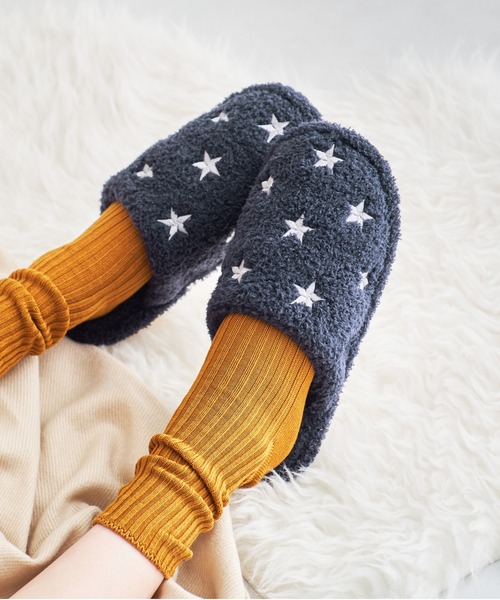 ORiental TRaffic（オリエンタルトラフィック）の「バイカラー星柄刺繍ルームシューズ G-0007（ルームシューズ/スリッパ・レディース・ネイビー/グレー/ピンク・M/LL/L/S）」の19枚目の写真