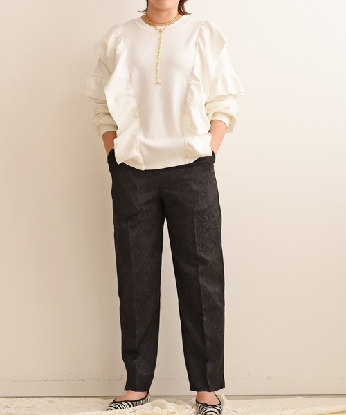 palm RICHE（ポームリシュ）の「ジャカードテーパードパンツ（その他パンツ・レディース・ブラック/パープル/ライトベージュ・M）」の5枚目の写真