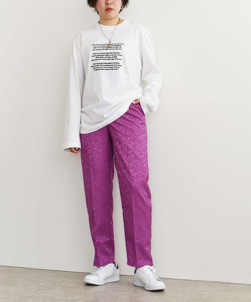 palm RICHE（ポームリシュ）の「ジャカードテーパードパンツ（その他パンツ・レディース・ブラック/パープル/ライトベージュ・M）」の12枚目の写真