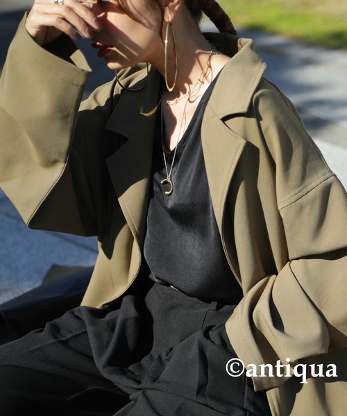antiqua(アンティカ)の「ロングジャケット(テーラードジャケット・レディース・ブラック/カーキ・FREE)」の7枚目の写真