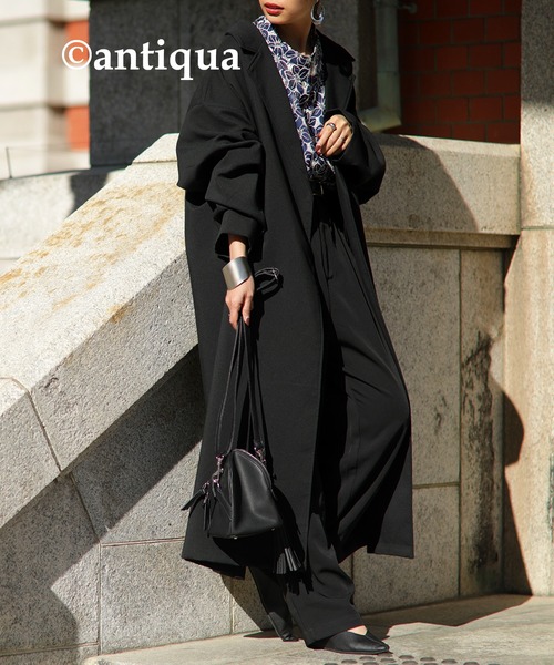 antiqua(アンティカ)の「ロングジャケット(テーラードジャケット・レディース・ブラック/カーキ・FREE)」の13枚目の写真