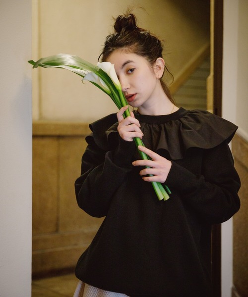 eL（エル）の「【eL】12G Frillcollar Pullover/271290（Tシャツ/カットソー・レディース・ブラック/グレー/ブルー・FREE）」の21枚目の写真