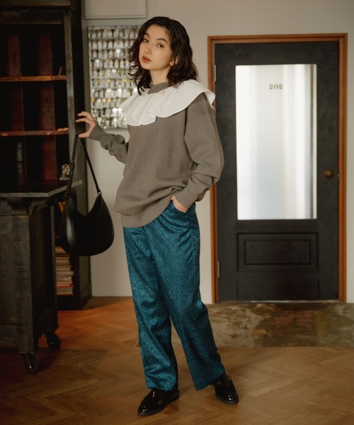 eL（エル）の「【eL】12G Frillcollar Pullover/271290（Tシャツ/カットソー・レディース・ブラック/グレー/ブルー・FREE）」の4枚目の写真