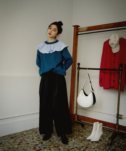 eL（エル）の「【eL】12G Frillcollar Pullover/271290（Tシャツ/カットソー・レディース・ブラック/グレー/ブルー・FREE）」の22枚目の写真