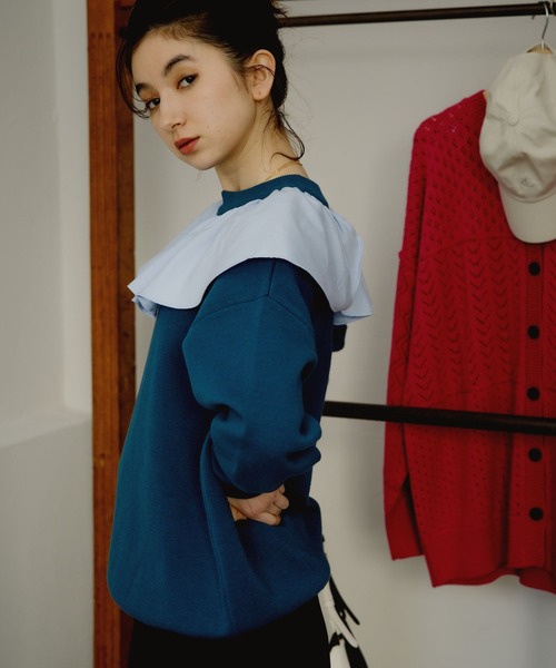 eL（エル）の「【eL】12G Frillcollar Pullover/271290（Tシャツ/カットソー・レディース・ブラック/グレー/ブルー・FREE）」の17枚目の写真