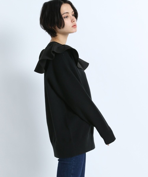 eL（エル）の「【eL】12G Frillcollar Pullover/271290（Tシャツ/カットソー・レディース・ブラック/グレー/ブルー・FREE）」の6枚目の写真