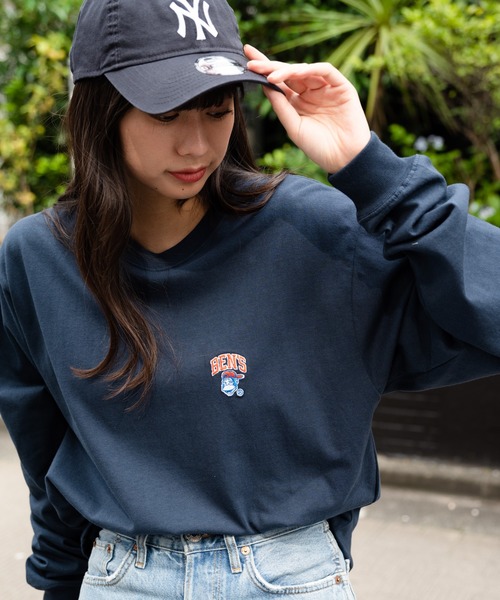 BEN DAVIS(ベンデイビス)の「【BEN DAVIS/ベンデイビス】ワンポイントロゴ刺繍ロンT(Tシャツ/カットソー・メンズ・ホワイト/ダークグリーン/ネイビー/マスタード・SMALL/MEDIUM/LARGE/X-LARGE)」の1枚目の写真