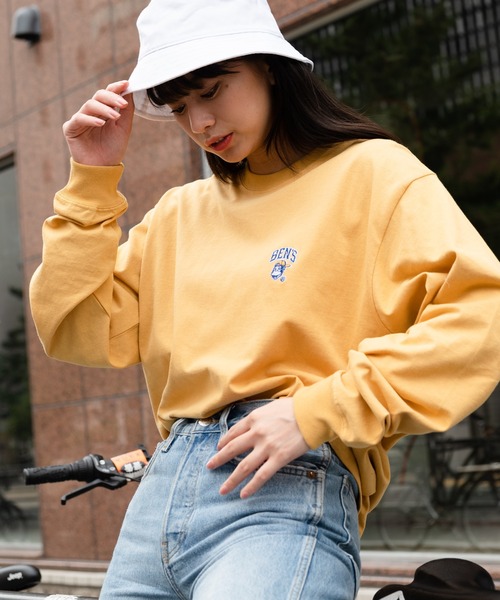 BEN DAVIS(ベンデイビス)の「【BEN DAVIS/ベンデイビス】ワンポイントロゴ刺繍ロンT(Tシャツ/カットソー・メンズ・ホワイト/ダークグリーン/ネイビー/マスタード・SMALL/MEDIUM/LARGE/X-LARGE)」の2枚目の写真