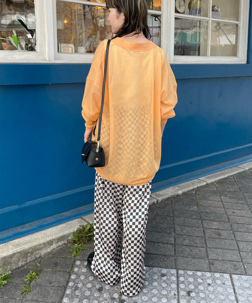 journal standard L'essage(ジャーナルスタンダードレサージュ)の「COSOシースルーカーディガン◆(カーディガン/ボレロ・レディース・ブラック/オレンジ/ナチュラル・FREE)」の18枚目の写真