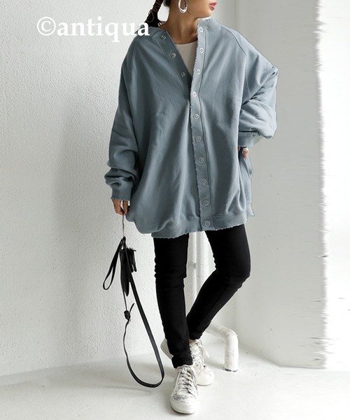 antiqua（アンティカ）の「着こなし自在！裏毛コクーンカーディガン（カーディガン/ボレロ・レディース・アッシュグレー/アイボリー/ブルー系その他・FREE）」の9枚目の写真