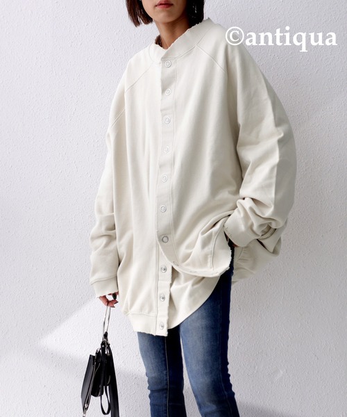 antiqua（アンティカ）の「着こなし自在！裏毛コクーンカーディガン（カーディガン/ボレロ・レディース・アッシュグレー/アイボリー/ブルー系その他・FREE）」の4枚目の写真