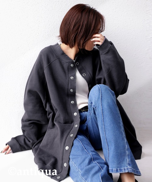 antiqua（アンティカ）の「着こなし自在！裏毛コクーンカーディガン（カーディガン/ボレロ・レディース・アッシュグレー/アイボリー/ブルー系その他・FREE）」の21枚目の写真