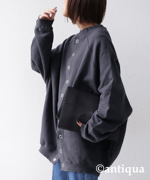 antiqua（アンティカ）の「着こなし自在！裏毛コクーンカーディガン（カーディガン/ボレロ・レディース・アッシュグレー/アイボリー/ブルー系その他・FREE）」の22枚目の写真