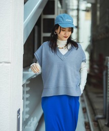 オーバーサイズVネックニットベスト
