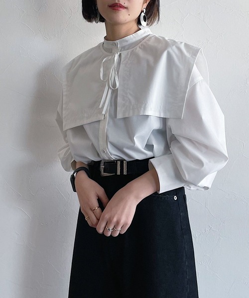 PAGEBOY(ページボーイ)の「セーラーカラー2WAYシャツ(シャツ/ブラウス・レディース・ブラック/オフホワイト・FREE)」の1枚目の写真