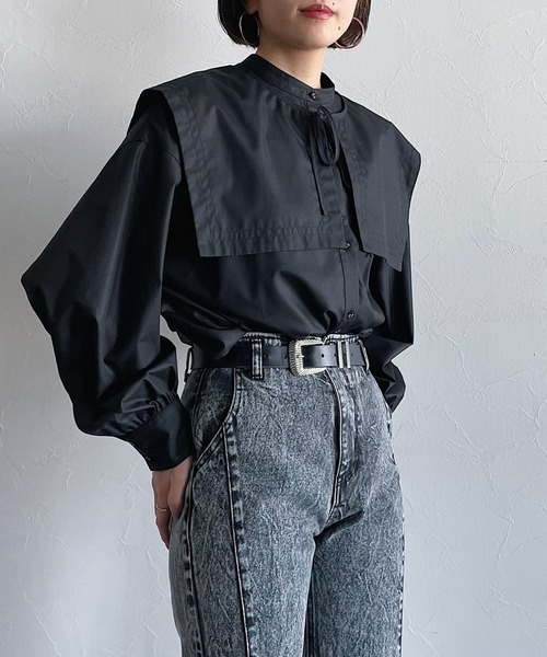 PAGEBOY(ページボーイ)の「セーラーカラー2WAYシャツ(シャツ/ブラウス・レディース・ブラック/オフホワイト・FREE)」の2枚目の写真