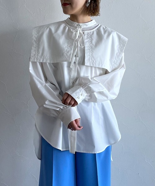 PAGEBOY(ページボーイ)の「セーラーカラー2WAYシャツ(シャツ/ブラウス・レディース・ブラック/オフホワイト・FREE)」の3枚目の写真