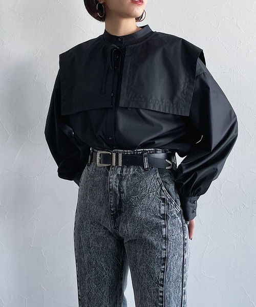 PAGEBOY(ページボーイ)の「セーラーカラー2WAYシャツ(シャツ/ブラウス・レディース・ブラック/オフホワイト・FREE)」の8枚目の写真