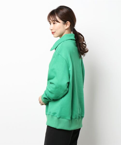 ottilie（オティーリエ）の「ハーフジップスウェットプルオーバー（スウェット・レディース・アイボリー/チャコールグレー/グリーン・FREE）」の4枚目の写真