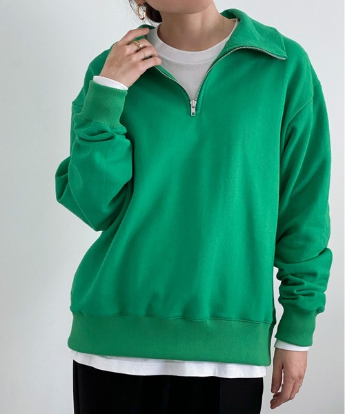 ottilie（オティーリエ）の「ハーフジップスウェットプルオーバー（スウェット・レディース・アイボリー/チャコールグレー/グリーン・FREE）」の15枚目の写真