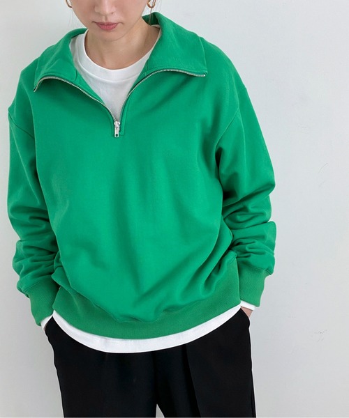 ottilie（オティーリエ）の「ハーフジップスウェットプルオーバー（スウェット・レディース・アイボリー/チャコールグレー/グリーン・FREE）」の16枚目の写真