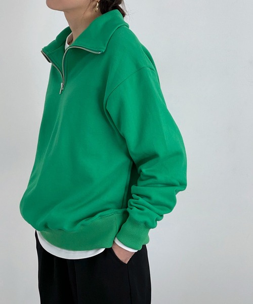 ottilie（オティーリエ）の「ハーフジップスウェットプルオーバー（スウェット・レディース・アイボリー/チャコールグレー/グリーン・FREE）」の17枚目の写真