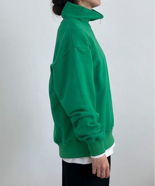 ottilie（オティーリエ）の「ハーフジップスウェットプルオーバー（スウェット・レディース・アイボリー/チャコールグレー/グリーン・FREE）」の20枚目の写真