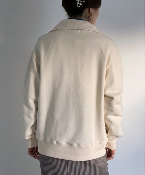 ottilie（オティーリエ）の「ハーフジップスウェットプルオーバー（スウェット・レディース・アイボリー/チャコールグレー/グリーン・FREE）」の10枚目の写真