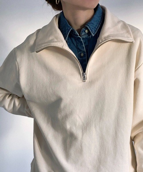 ottilie（オティーリエ）の「ハーフジップスウェットプルオーバー（スウェット・レディース・アイボリー/チャコールグレー/グリーン・FREE）」の21枚目の写真