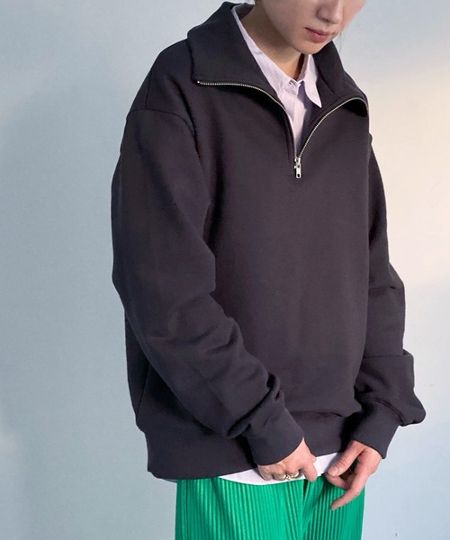 ottilie（オティーリエ）の「ハーフジップスウェットプルオーバー（スウェット・レディース・アイボリー/チャコールグレー/グリーン・FREE）」の13枚目の写真