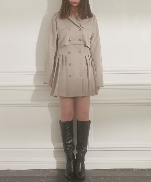 ANDGEEBEE（アンジービー）の「ジャケットプリーツワンピ（ワンピース・レディース・ベージュ/ブラック・MEDIUM）」の16枚目の写真