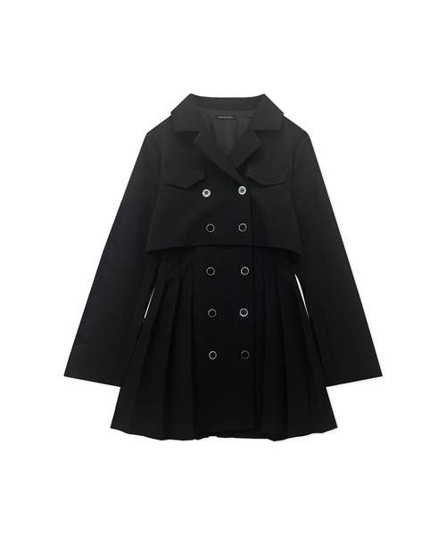 ANDGEEBEE（アンジービー）の「ジャケットプリーツワンピ（ワンピース・レディース・ベージュ/ブラック・MEDIUM）」の8枚目の写真