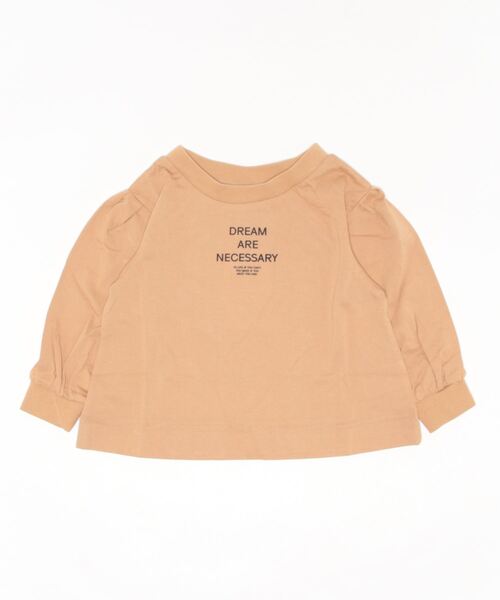 ALPHA LABEL(アルファーレーベル)の「DRAPE SLEEVE LOGO T-SHIRT(Tシャツ/カットソー・キッズ・ベージュ/ピンク/グリーン/オフホワイト/チャコールグレー・100/110/120/130/140/150)」の3枚目の写真