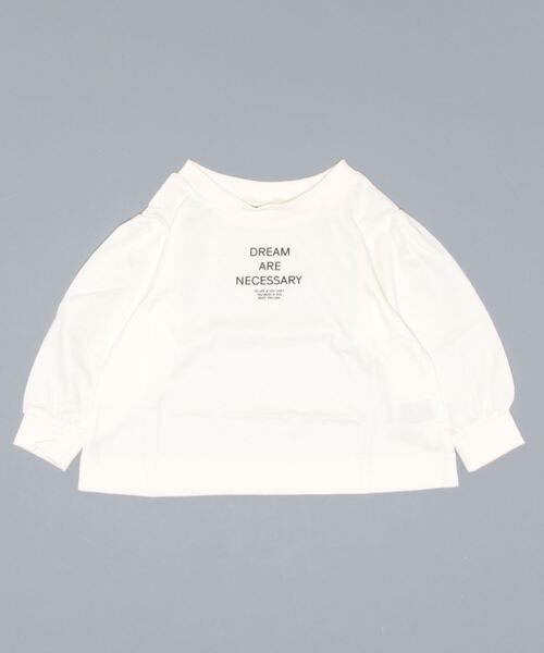 ALPHA LABEL(アルファーレーベル)の「DRAPE SLEEVE LOGO T-SHIRT(Tシャツ/カットソー・キッズ・ベージュ/ピンク/グリーン/オフホワイト/チャコールグレー・100/110/120/130/140/150)」の2枚目の写真
