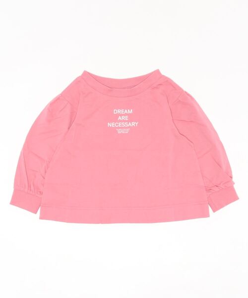 ALPHA LABEL(アルファーレーベル)の「DRAPE SLEEVE LOGO T-SHIRT(Tシャツ/カットソー・キッズ・ベージュ/ピンク/グリーン/オフホワイト/チャコールグレー・100/110/120/130/140/150)」の5枚目の写真