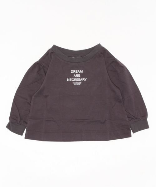 ALPHA LABEL(アルファーレーベル)の「DRAPE SLEEVE LOGO T-SHIRT(Tシャツ/カットソー・キッズ・ベージュ/ピンク/グリーン/オフホワイト/チャコールグレー・100/110/120/130/140/150)」の1枚目の写真