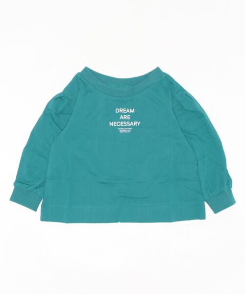 ALPHA LABEL(アルファーレーベル)の「DRAPE SLEEVE LOGO T-SHIRT(Tシャツ/カットソー・キッズ・ベージュ/ピンク/グリーン/オフホワイト/チャコールグレー・100/110/120/130/140/150)」の4枚目の写真