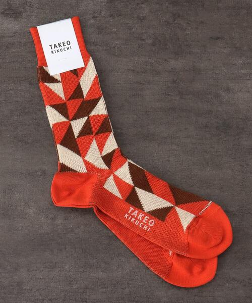 TAKEO KIKUCHI（タケオキクチ）の「◆ジオメトリック ジャカードソックス（ソックス/靴下・メンズ・ネイビー系4/オレンジ系その他5/イエロー系その他6・00）」の3枚目の写真
