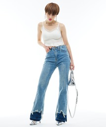 【Narcissus】バイカラーフリンジデニム