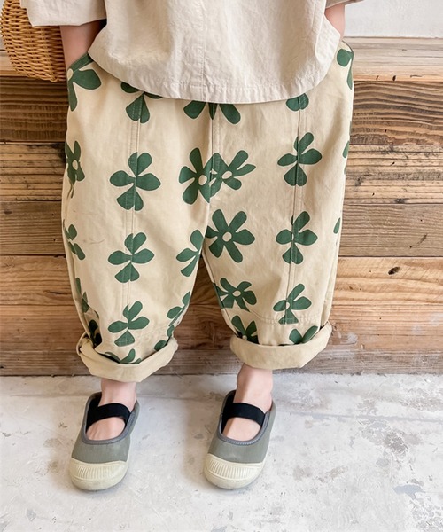 aimoha（アイモハ）の「aimoha-KIDS- 可愛い花柄スラックスパンツ（スラックス・キッズ・ベージュ/グレー・90/100/110/120/80/130）」の5枚目の写真