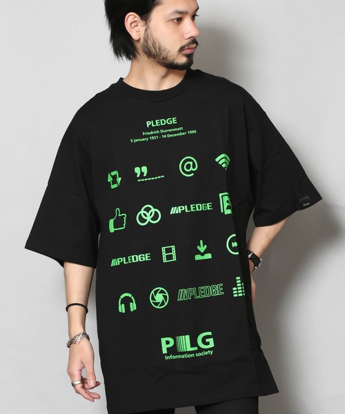 Pledge(プレッジ)の「pledge/空紡糸天竺プリントクルーネックT(Tシャツ/カットソー・メンズ・ブラック系その他/ホワイト系その他/ホワイト系その他2/ブラック系その他2/ホワイト系その他3・LARGE/MEDIUM)」の4枚目の写真
