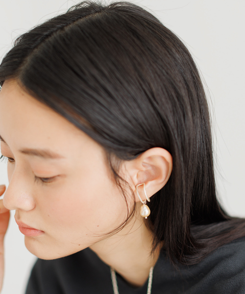collex（コレックス）の「【Ljud/ユード】ガラスドロップパールクロス 2WAYイヤーカフ（イヤーカフ・レディース・シルバー/ゴールド・フリー）」の9枚目の写真