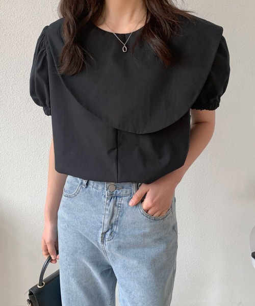 ABITOKYO（アビトーキョー）の「ケープデザインブラウス（シャツ/ブラウス・レディース・ブラック/オレンジ/ホワイト・M/L）」の3枚目の写真