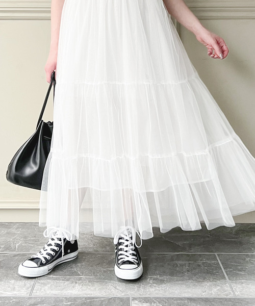 JUNOAH（ジュノア）の「チュール半袖シャツワンピース（シャツ