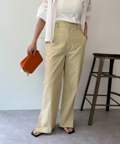 CAPRICIEUX LE'MAGE(カプリシューレマージュ)の「リネン裾ベンツストレートパンツ(その他パンツ・レディース・ホワイト/ピンク/ベージュ・36/38)」の12枚目の写真